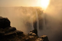 Victoria Falls at sunset 