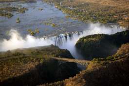 Victoria falls waterfall and bridge 