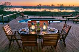 Dinner next to the water in the Okavango Delta 