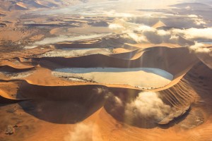Aerial shot of Sossusvlei dunes