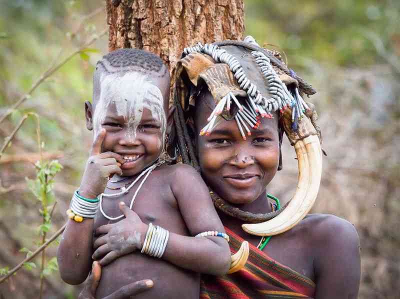 Tribal mother and child Omo valley Ethiopia