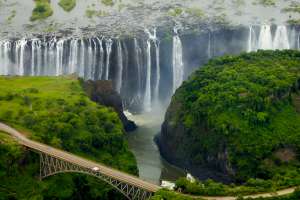 View from helicopter over Victoria falls
