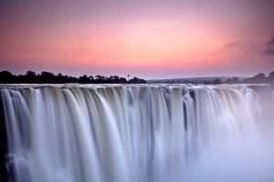 Victoria falls at sunset