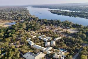 View over Insika lodge and Zambezi River, Victoria falls 