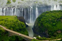 View of Victoria falls from the air 
