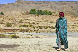 Basotho herder boy with traditional blanket 