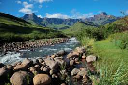 View of the Amphitheatre and Tugela River in Drakensberg 