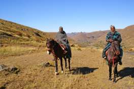 Basotho men on Basotho ponies in Lesotho 