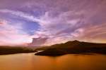 View over Katse dam at sunrise 
